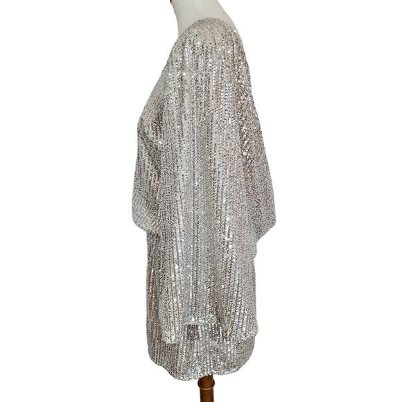 ⚡️SALE! Mestiza NY Silver Sequin Open Back Mini Dress - Picture 11 of 15